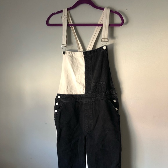 guess black and white overalls